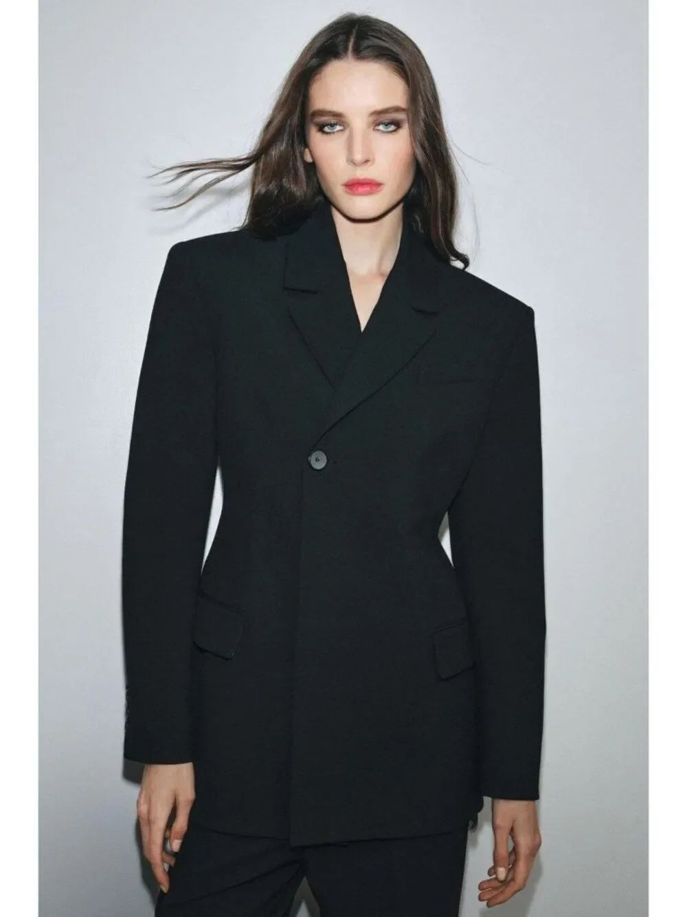 Zara ZW collection Womens Blazer Jacket XS Black Fitted Tailored 8689/570 NWOT